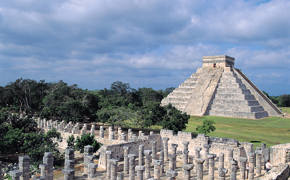 Chichen-Itza Mayan archaeological site and pyramids