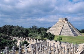 Chichen-Itza Mayan archaeological site and pyramids