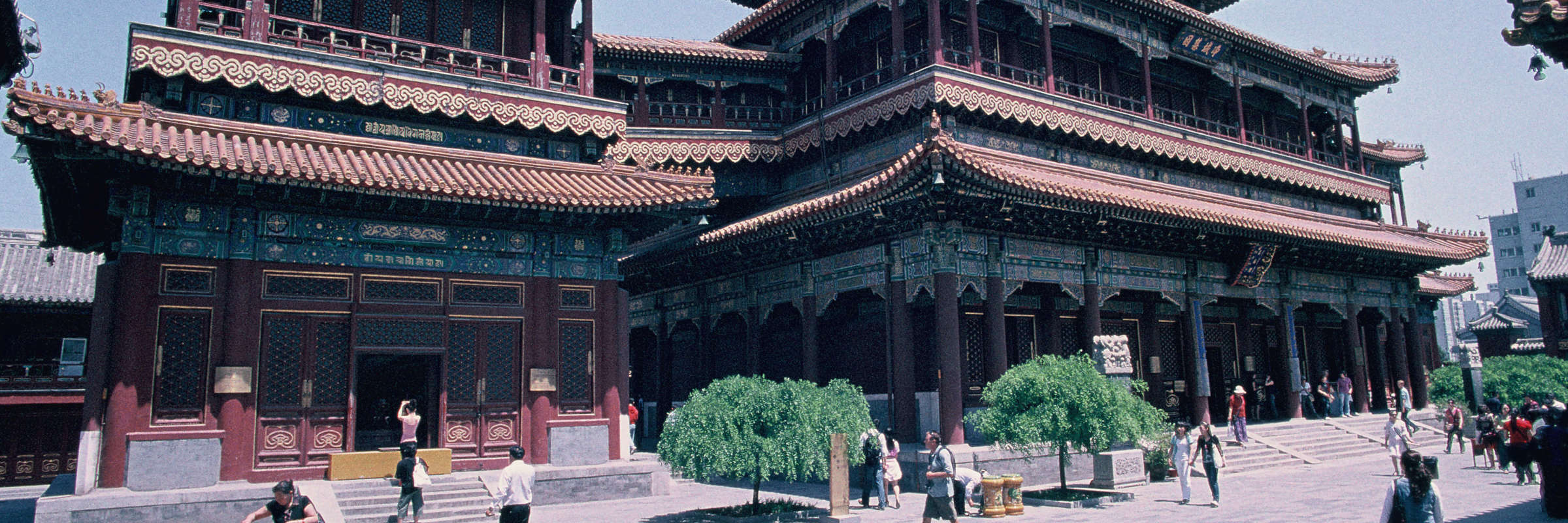China- visitors explore Beijing's Lama Temple, a striking example of traditional Chinse and Tibetan architecture. 