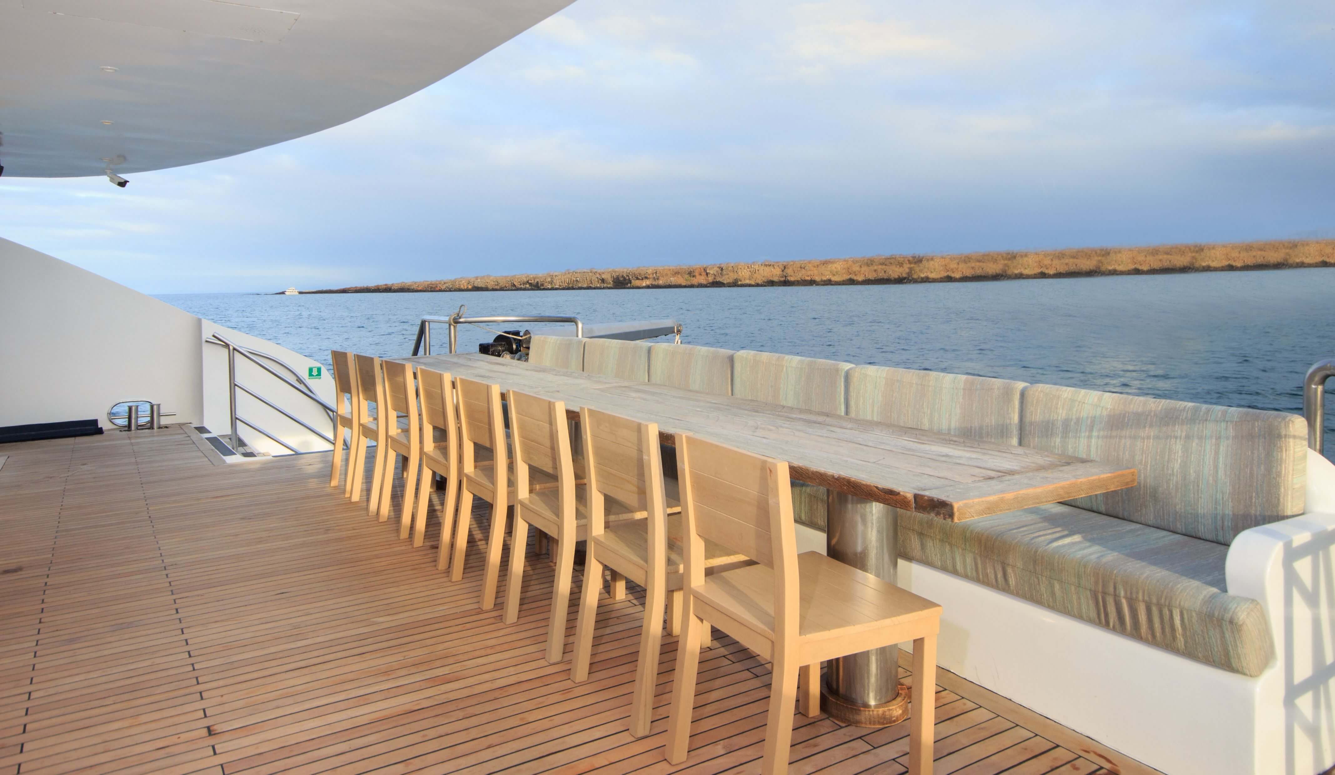 Eating al fresco is a joy aboard the Endemic
