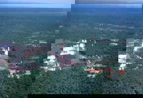 Aerial of Hotels & Waterfalls