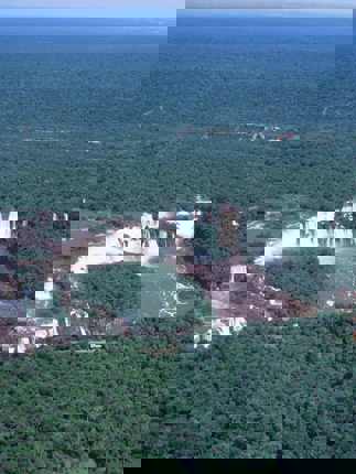 Aerial of Hotels & Waterfalls