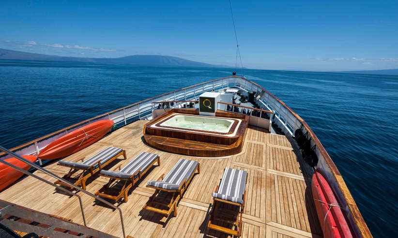 The sun deck has teak decks and a spacious jacuzzi to enjoy