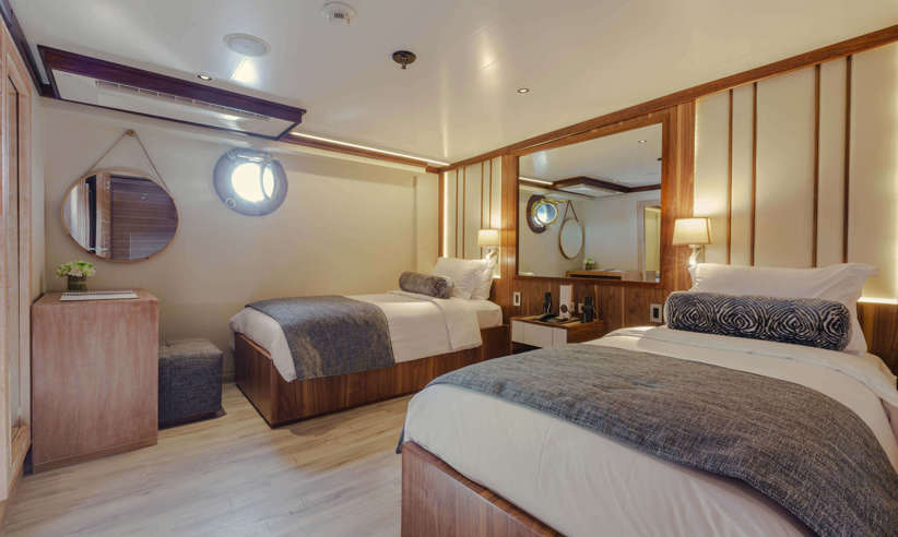 A spacious twin premium stateroom