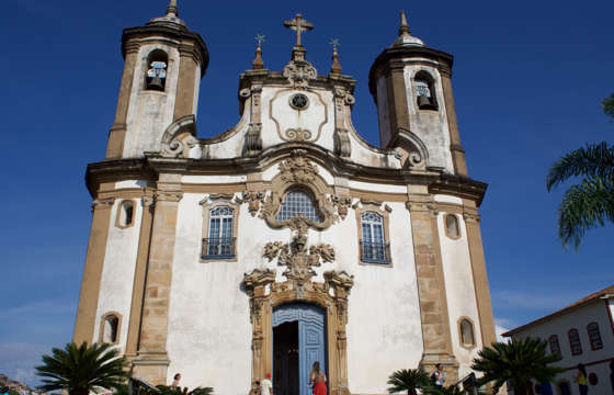  Church of Sao Francisco de Assis in Ouro Preto, a masterpiece of Brazilian baroque architecture. 