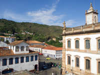 Colonial buildings in the historic center of Ouro Preto, Minas Gerais, Brazil. 