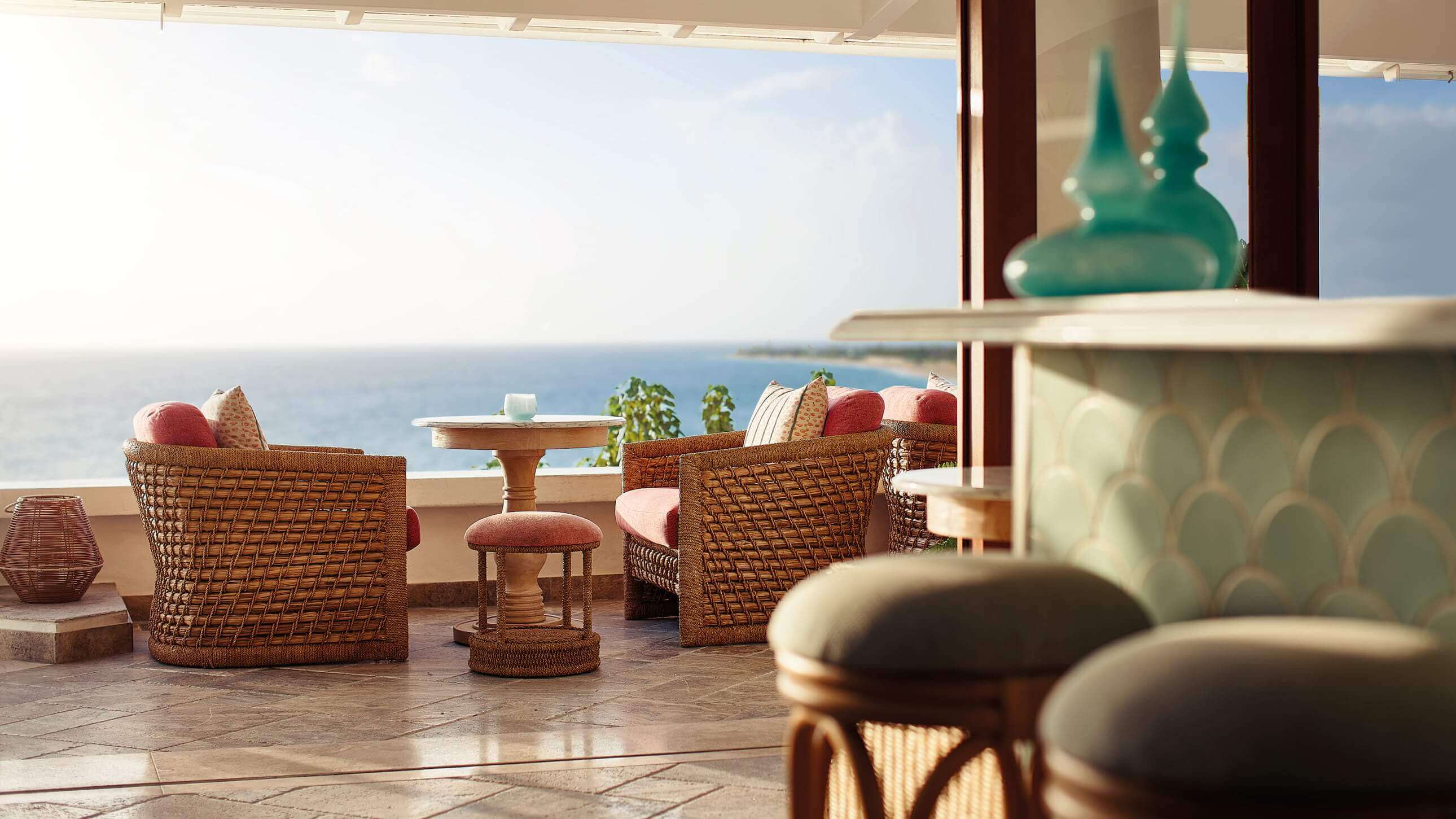 The bar looking out to the ocean