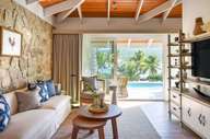 Little Dix Bay Living Room in One Bedroom Suite with Private Terrace and Pool