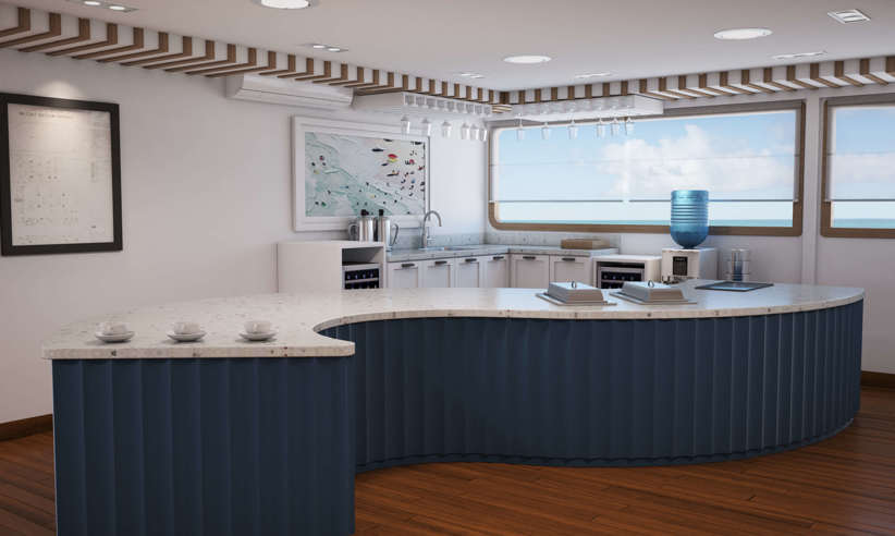 The buffet area, from where delicious cuisine is served