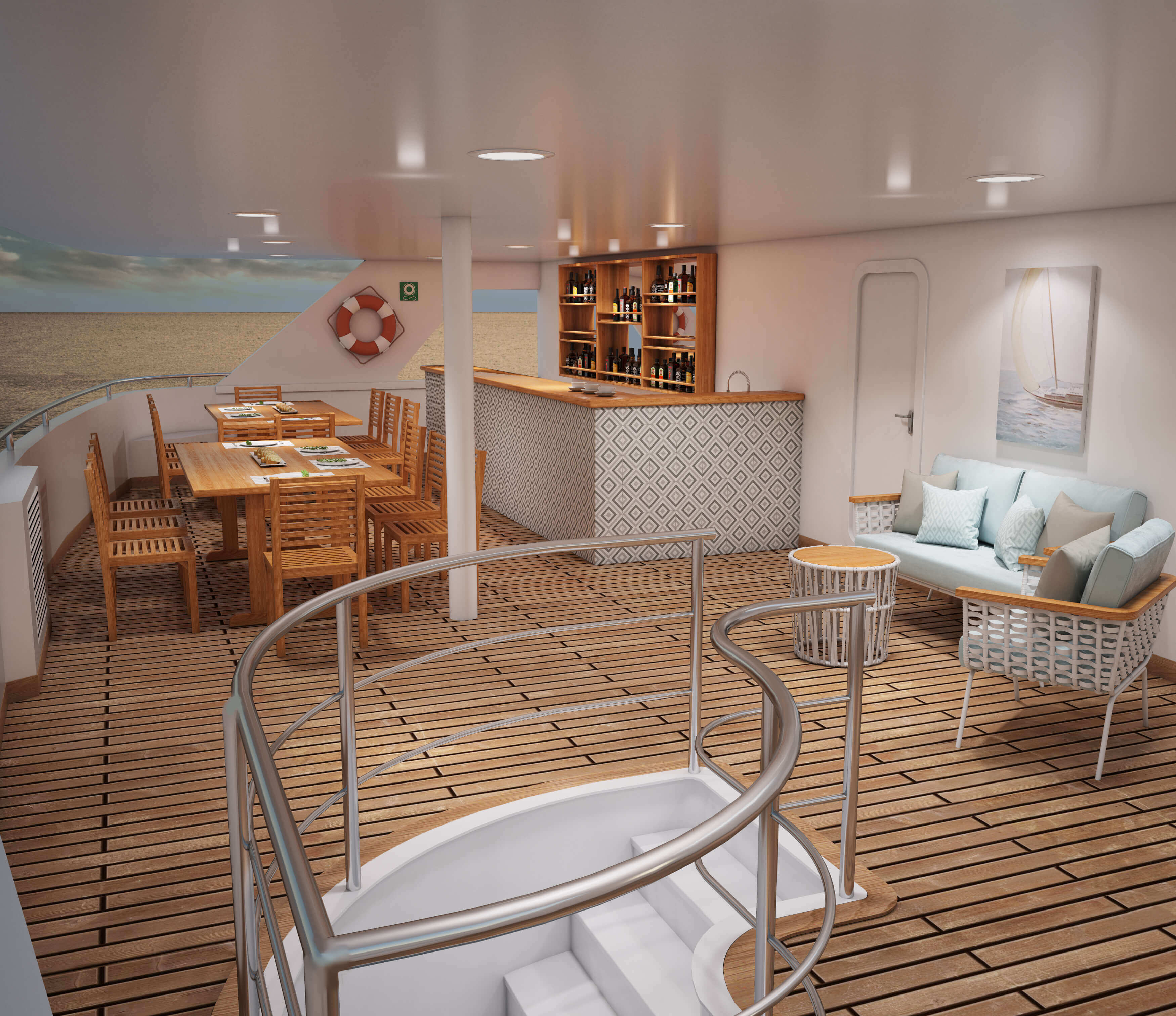 The lounge and dining area