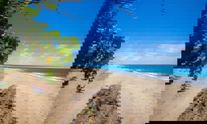 The stunning beach at Le Cameleon 