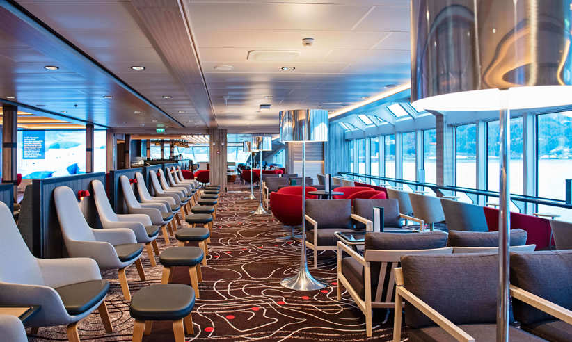 The explorer lounge bar with wide ocean views