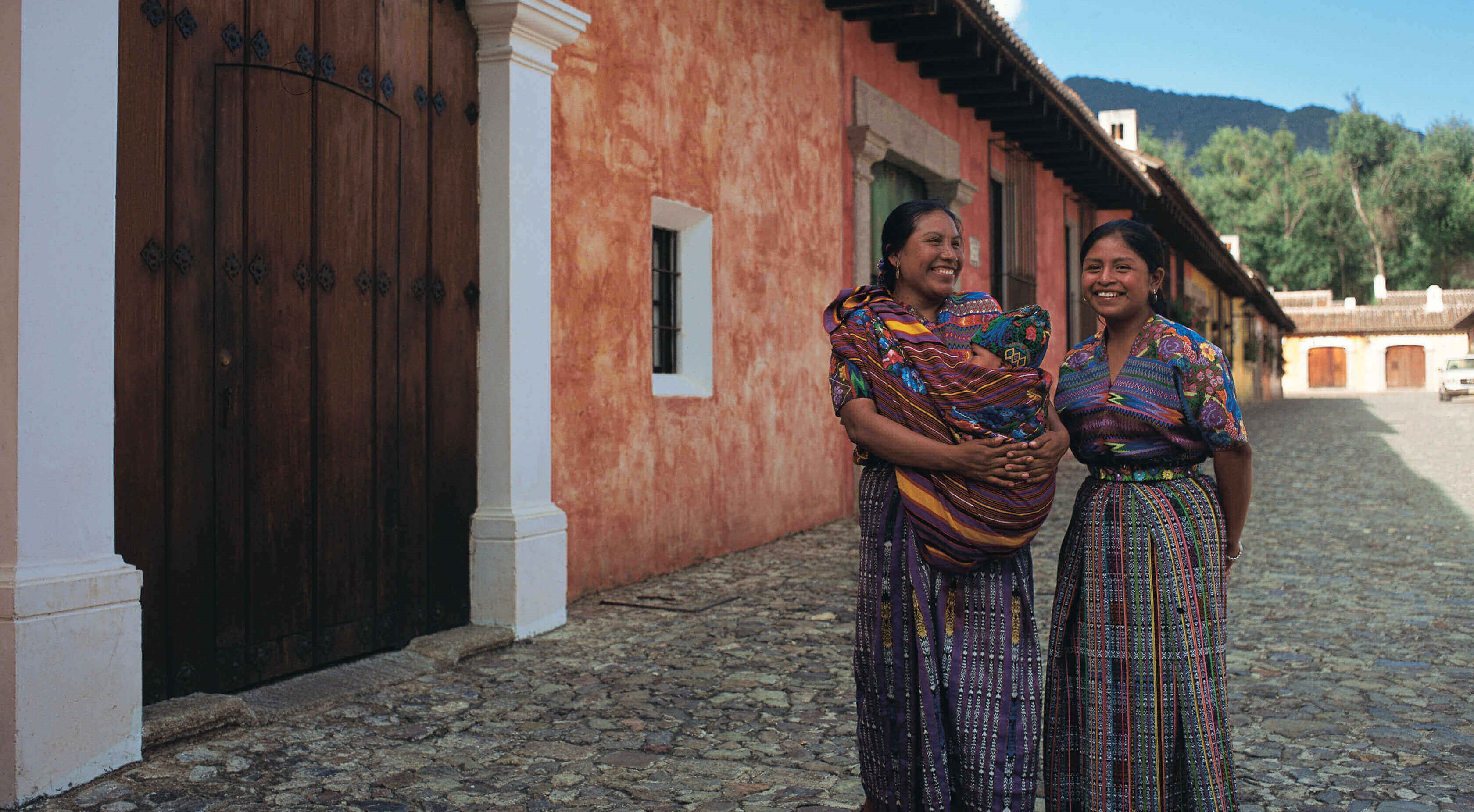 Antigua ladies in local weavings