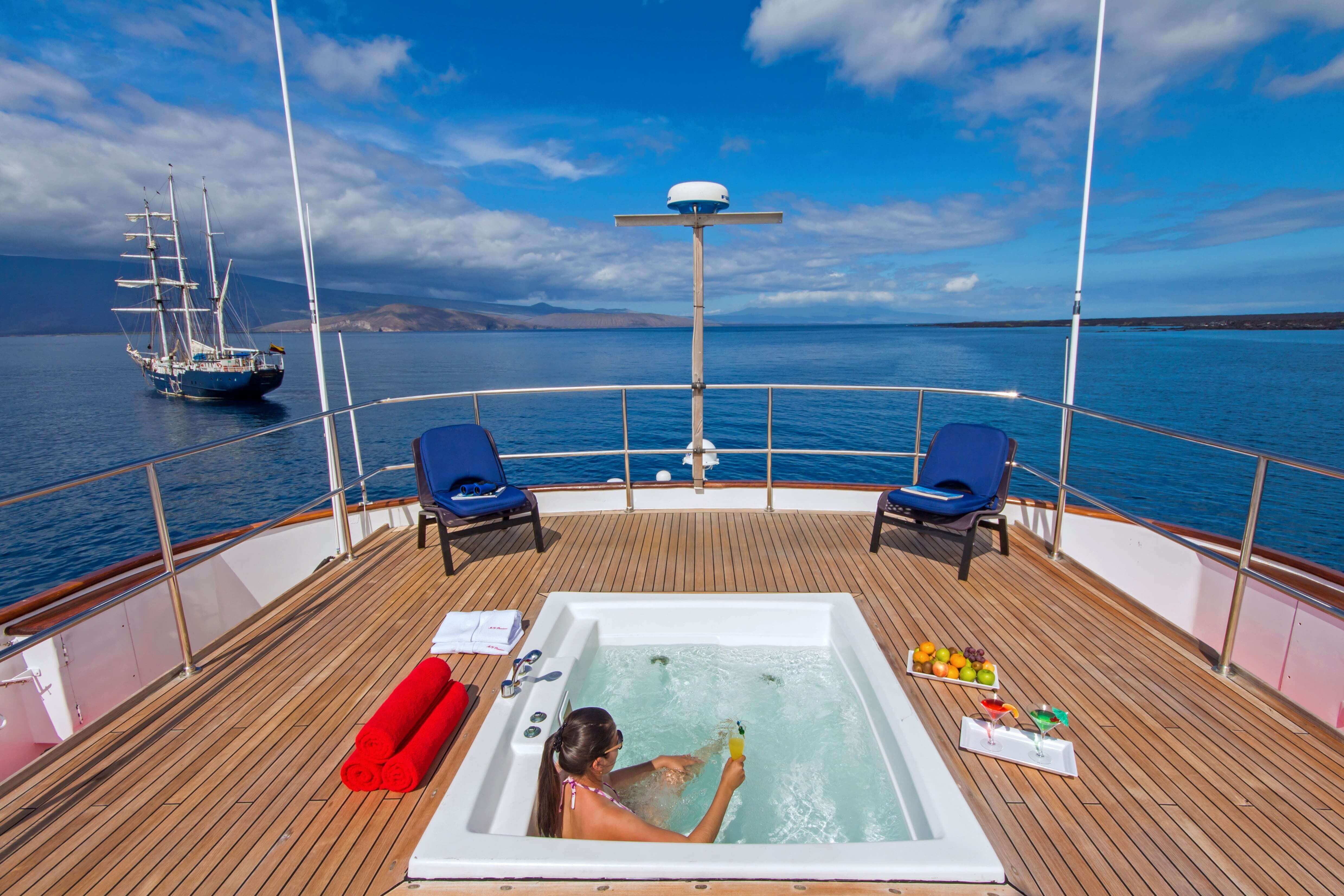 Relax in the jacuzzi on the sun deck