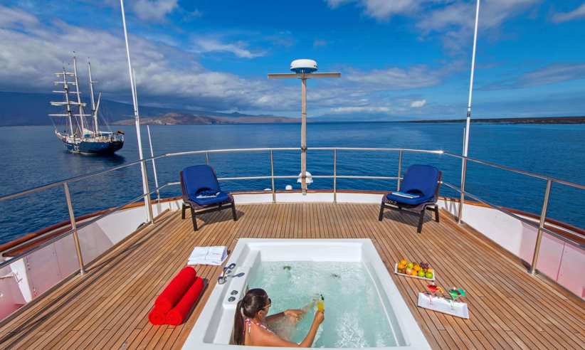 Relax in the jacuzzi on the sun deck