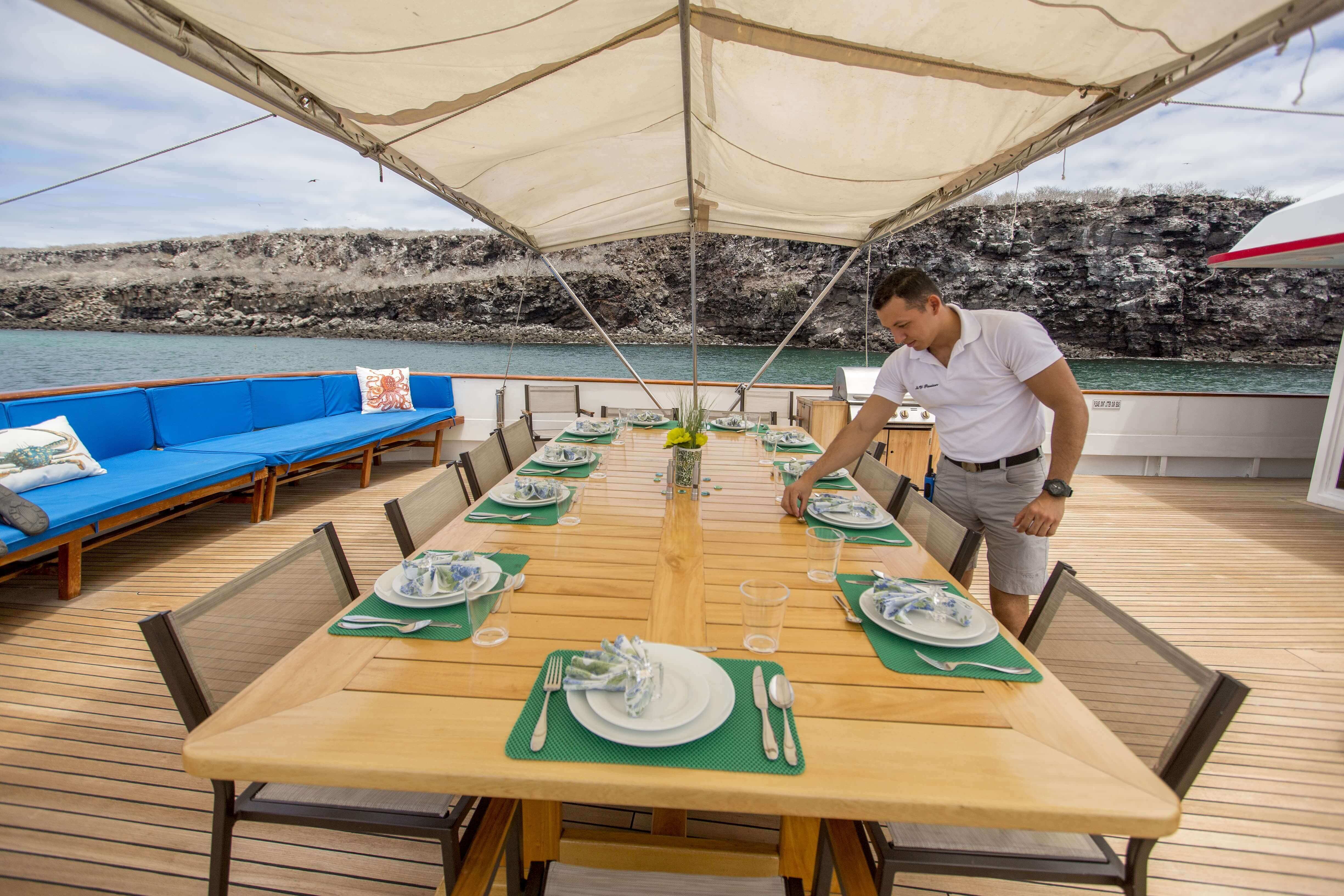 Enjoy al fresco dining on the sun deck