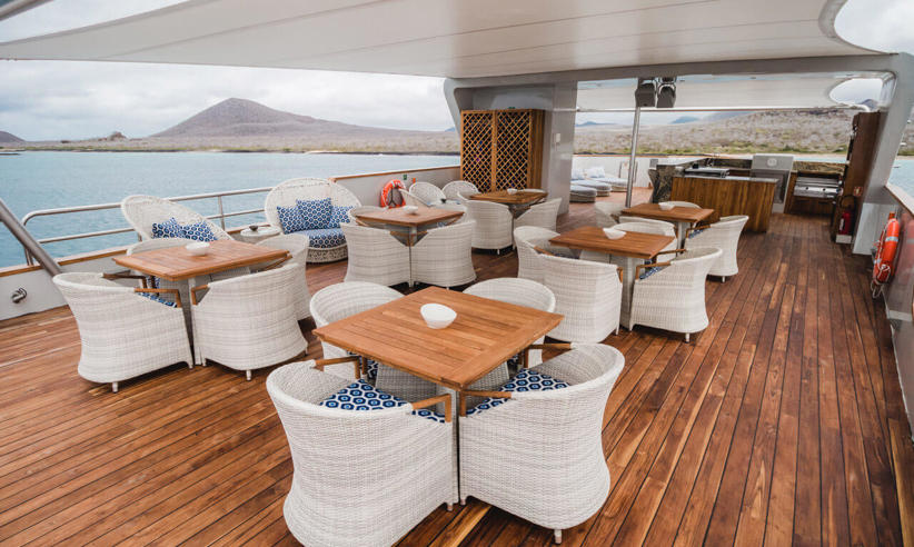 The shaded area on the sun deck
