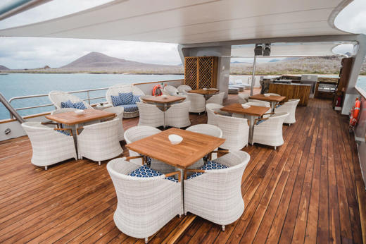 The shaded area on the sun deck