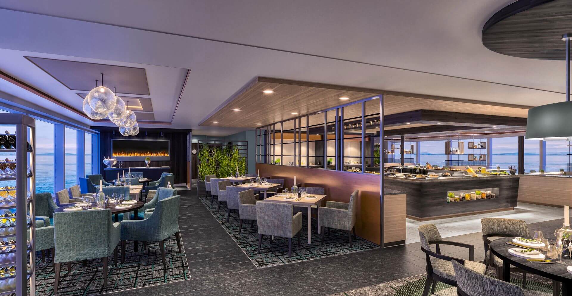 The main restaurant on the MS Fram