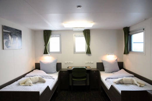 A twin bed window cabin