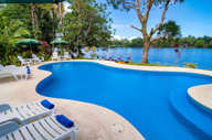 Pool surrounded by tropical forest