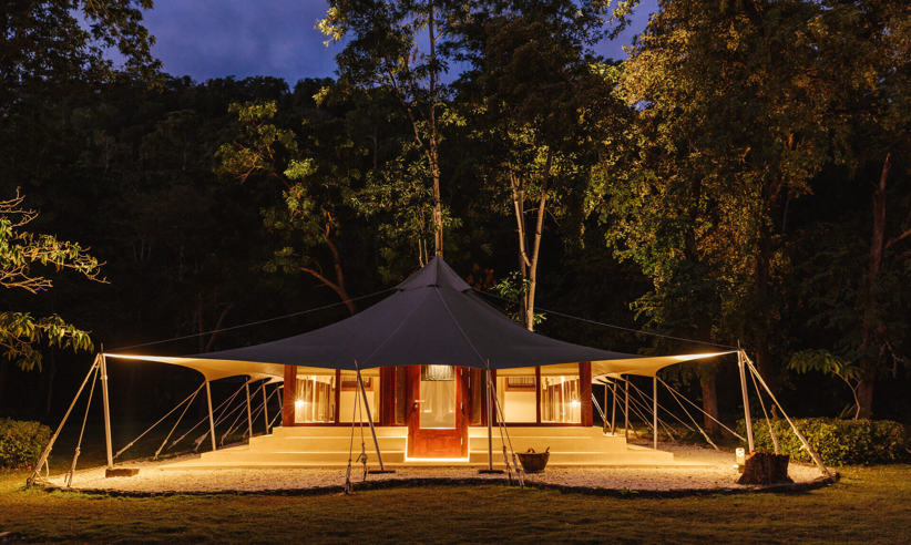 Your luxury tent at night 