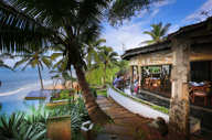 Cafe Samsara and view of the beach 