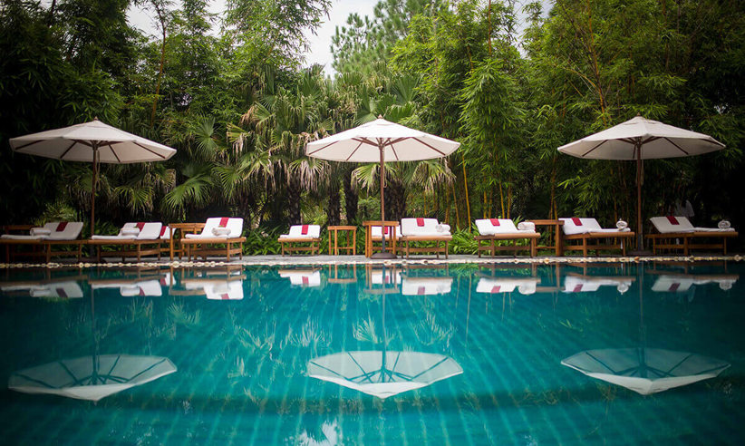The heated swimming pool
