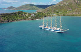 Royal Clipper in a Caribbean Harbour