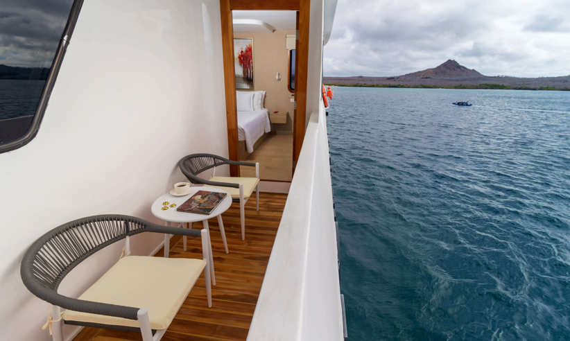 Typical private balcony adjoining your cabin