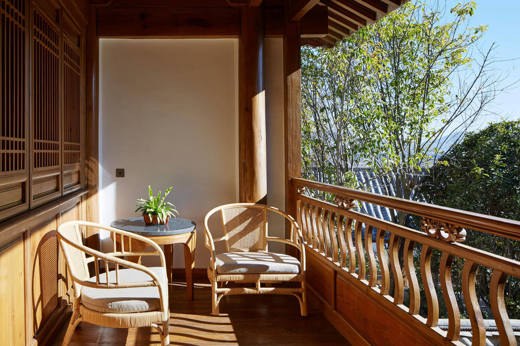 The balcony in a deluxe suite 