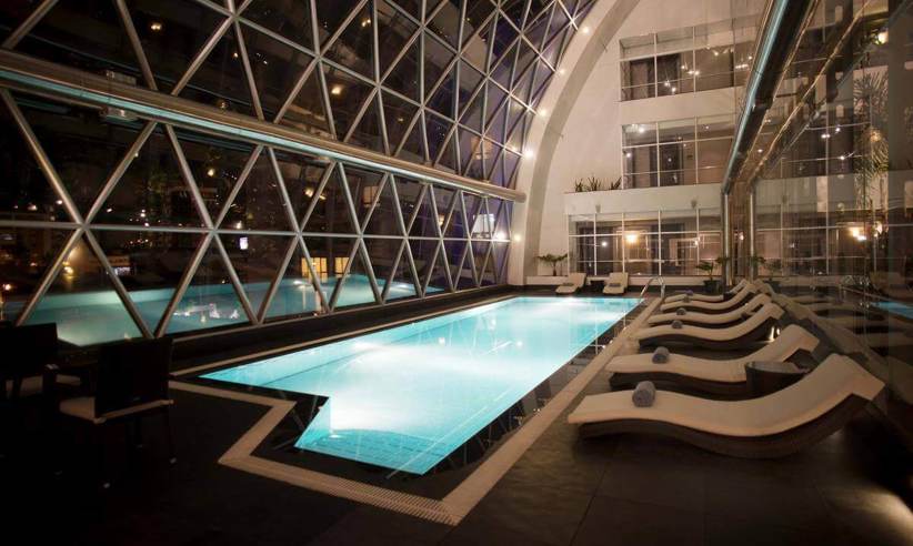The stunning heated indoor pool