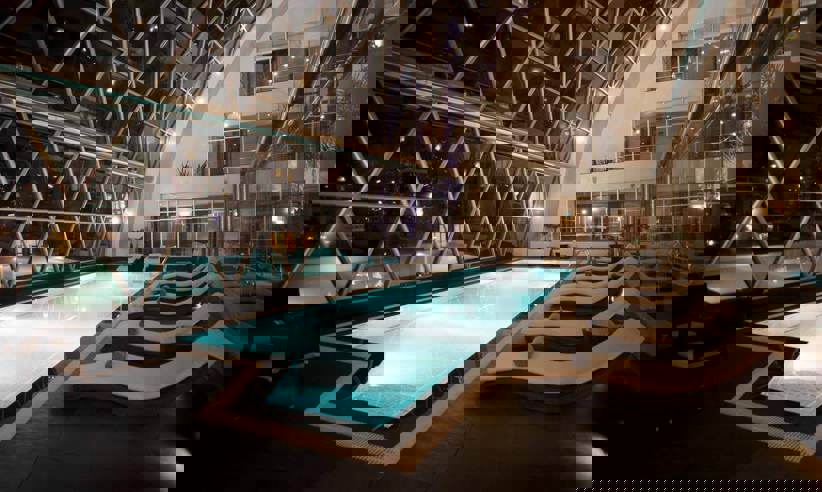 The stunning heated indoor pool