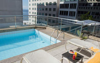 The rooftop pool