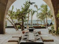 View of the beach from the restaurant