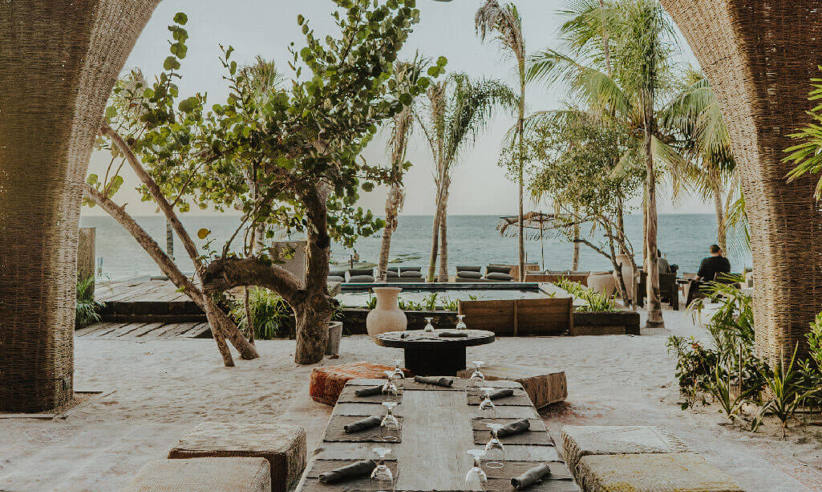 View of the beach from the restaurant