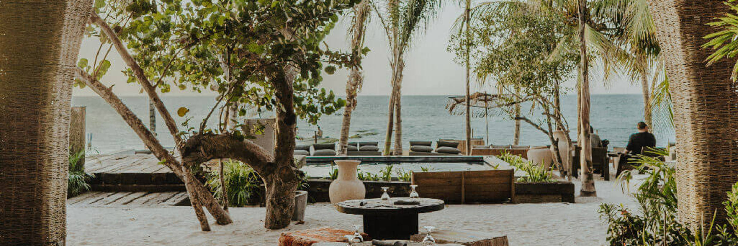 View of the beach from the restaurant