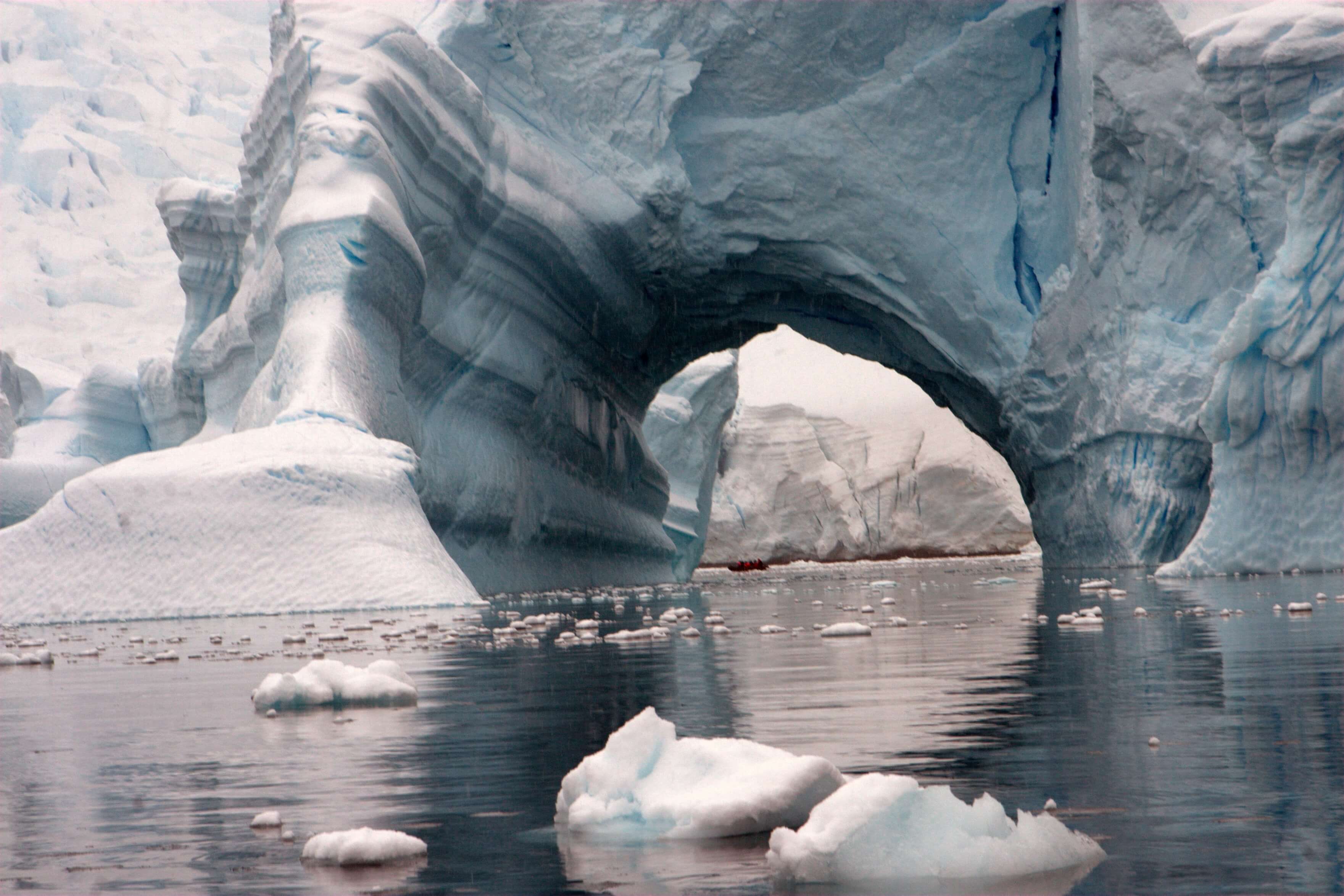 Zodiac Cruising Among Huge Icebergs Miss Scuba