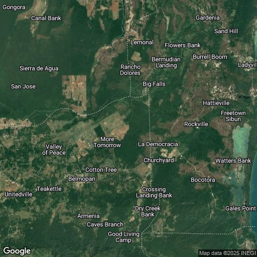 Map of Top Places to Visit in Belize