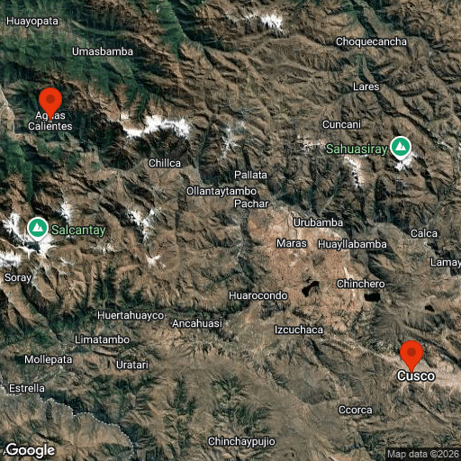 Map of Vistadome Train to Machu Picchu