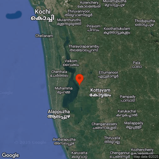 Map of Kerala & the Backwaters