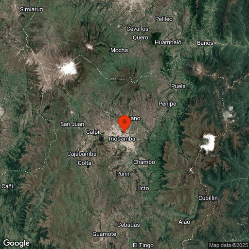 Map of The Avenue of Volcanoes, Cotopaxi & Riobamba