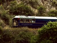 Belmond Hiram Bingham train on the scenic route to Machu Picchu, Peru. 